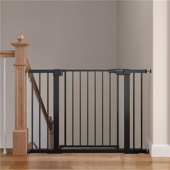 Baby Gate for Stairs, 29.6"-46" Pressure Mounted Dog Gate for House, Auto Close - Picture 1 of 7